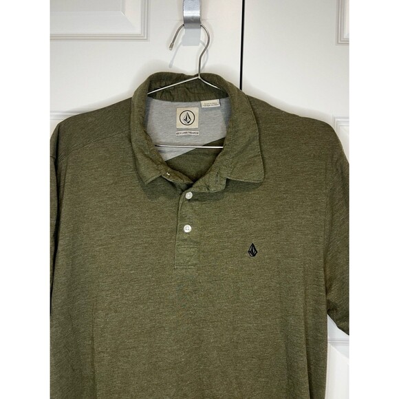 Mens Volcom Polo Shirt XL Olive Green - Picture 2 of 5